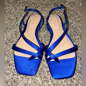 Boden Satin Strapy Flats Prom Dress shoes Royal Blue Size 38 US Womens 7 Formal